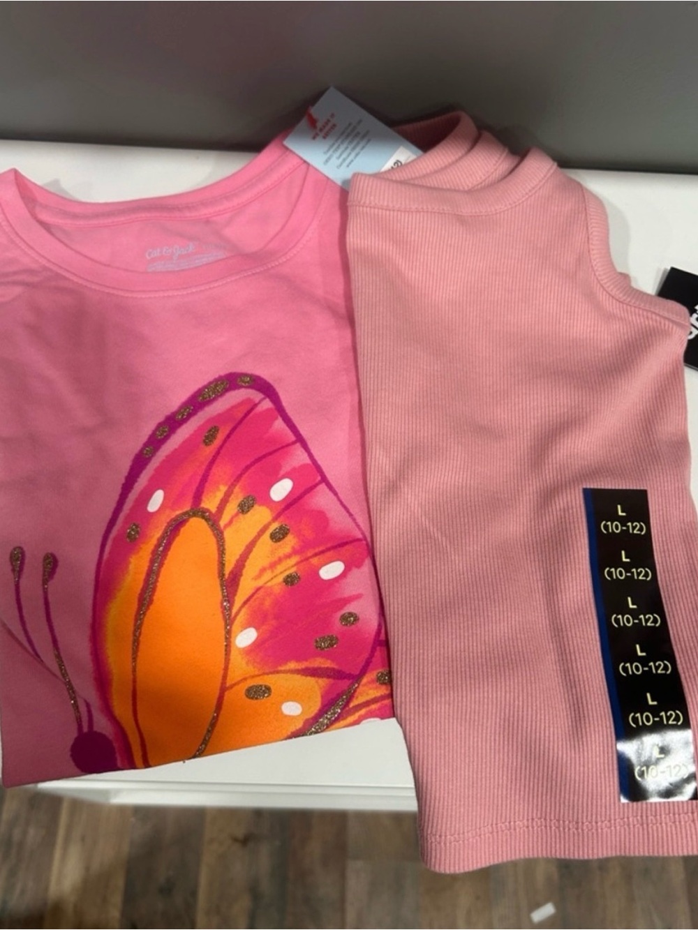 Cat & Jack Pink Butterfly Tee and Pink Tank Set